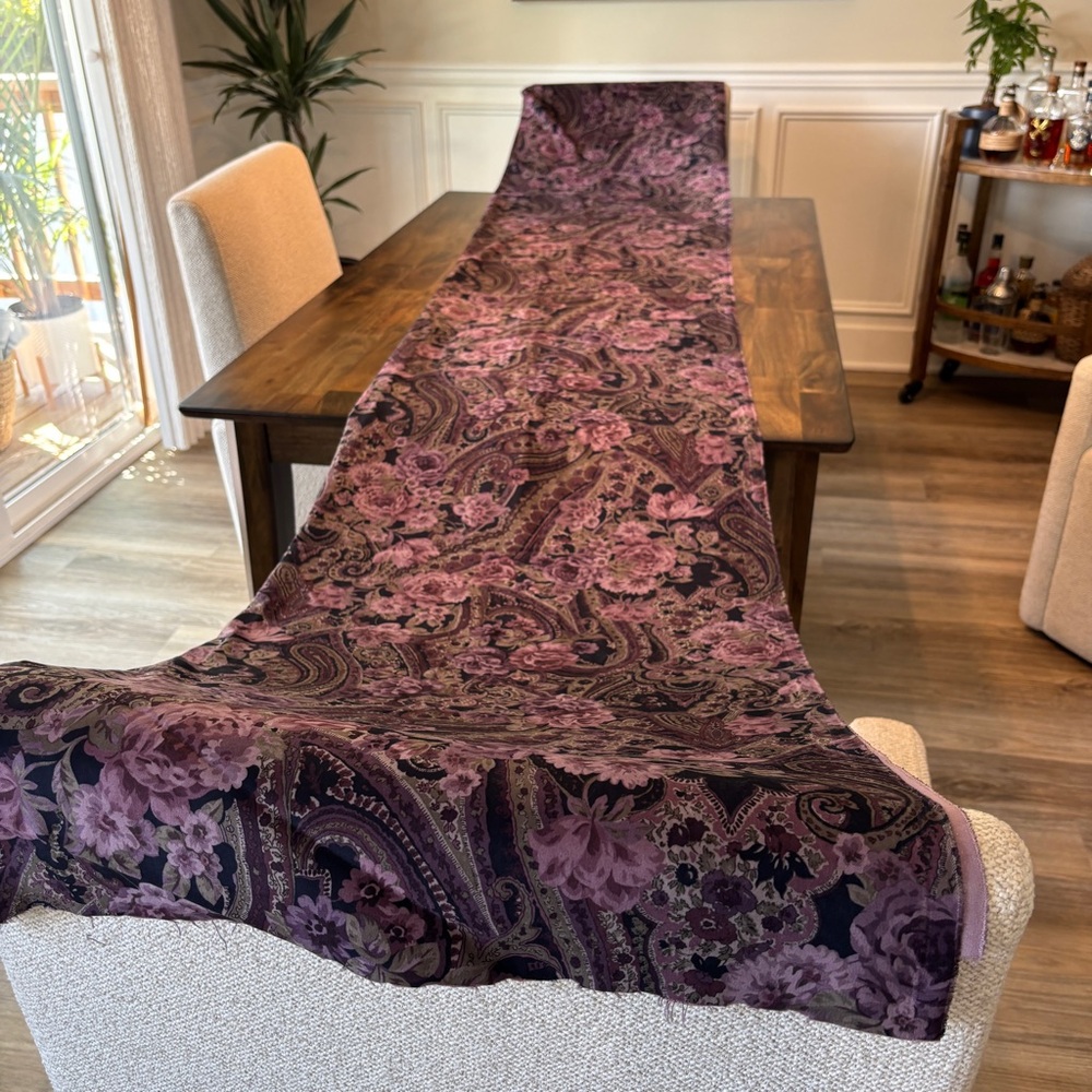 Faux Suede Floral Paisley Fabric 46" Wide 4.5 Yards Cottagecore Vintage